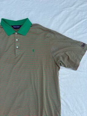 Green Stripe Pique Polo Shirt